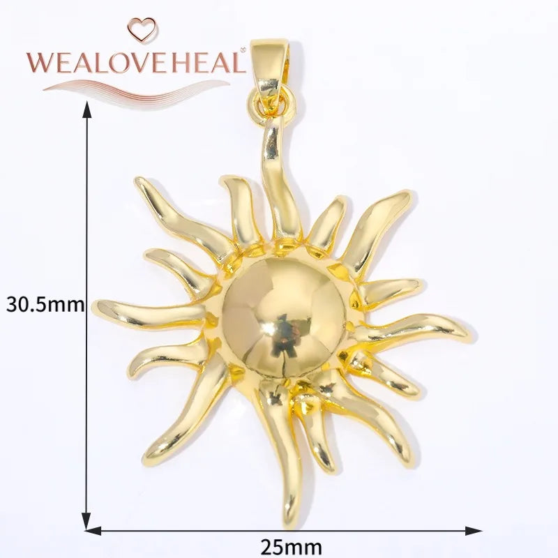 Spiral Vortex Sun Pendants — 18K Gold Plated Zirconia Charms for Jewelry Making