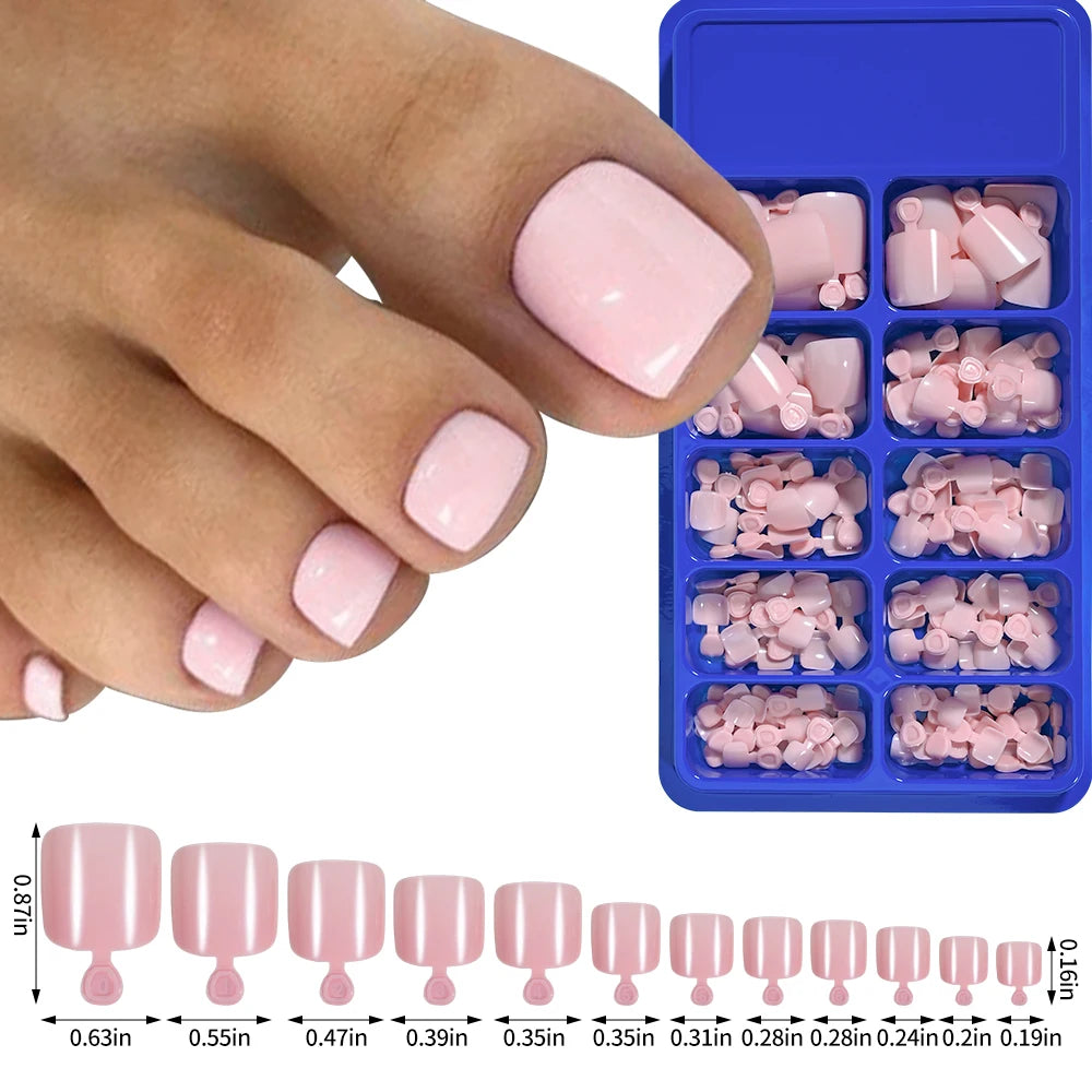 Classic White Press On Toenails — Short Square Full Cover Artificial Tips