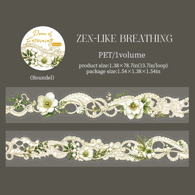 Floral Lace PET Washi Tape — Aesthetic Scrapbooking & Journal Decor