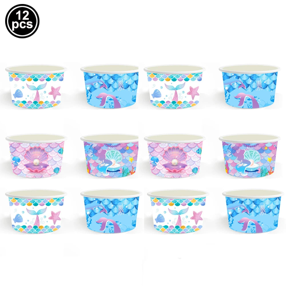 Mermaid Scales Pattern Party Supplies — Disposable Tableware Decor Set