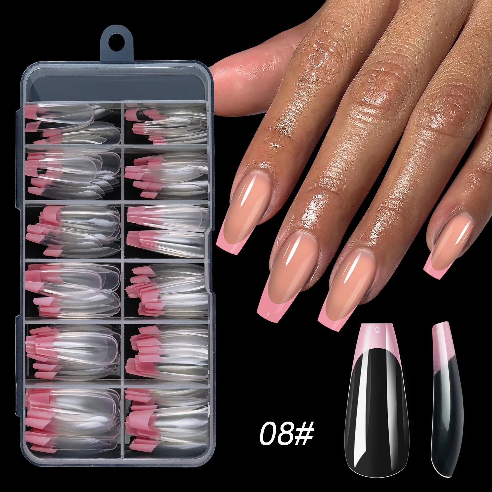 French Tip Press On Nails — Medium Almond Chrome Design, 120 Piece Set