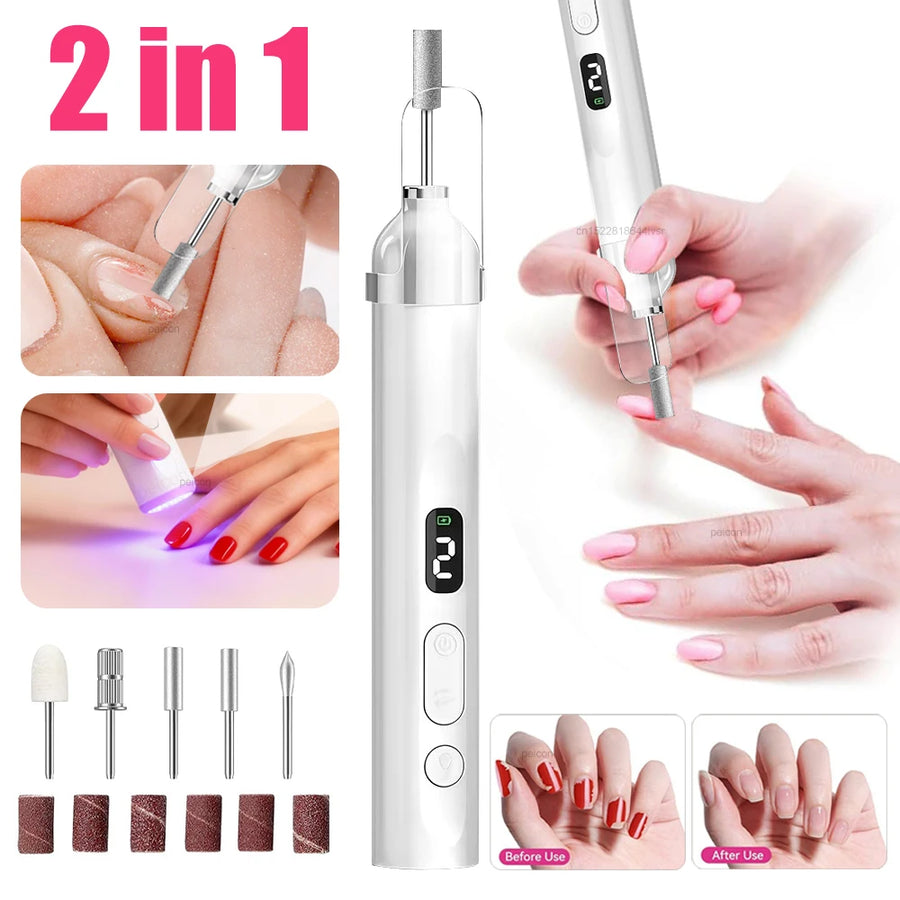 PEICON Electric Nail Drill Machine — Professional Manicure Kit with UV Lamp