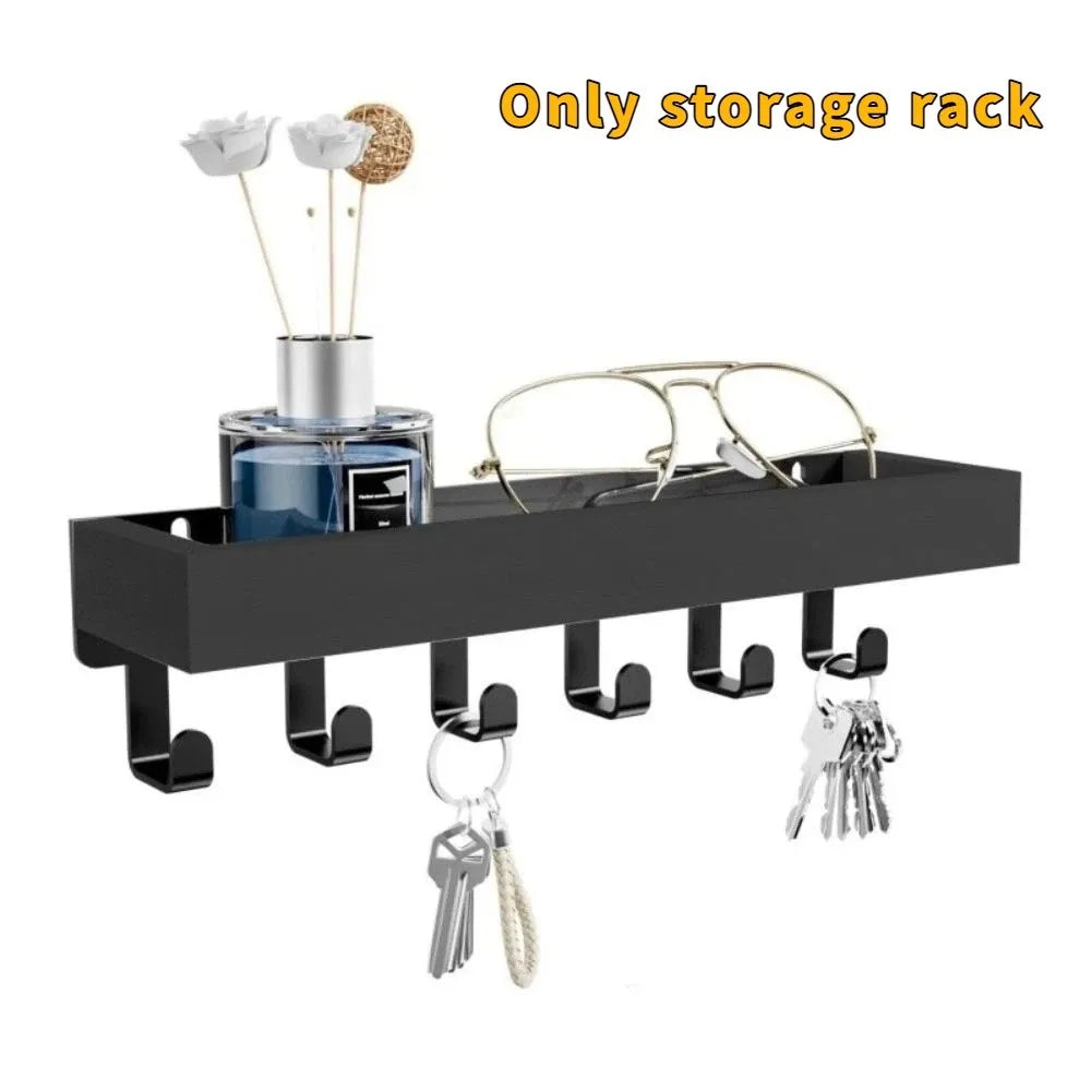Multifunctional Wooden Key Holder — Wall Mounted Organizer with 6 Hooks