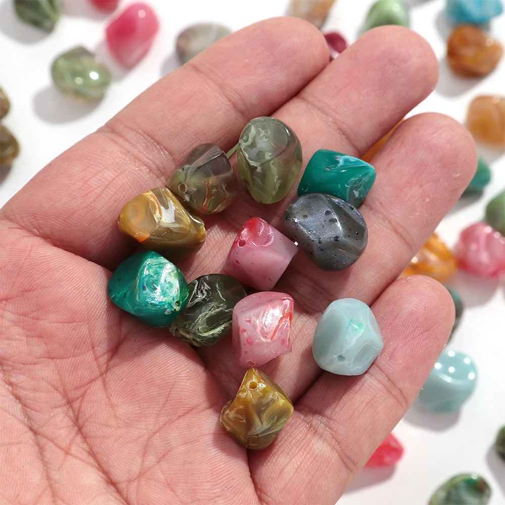 Colorful Acrylic Irregular Geometric Beads — 30pcs Loose Spacer Stones for DIY Jewelry
