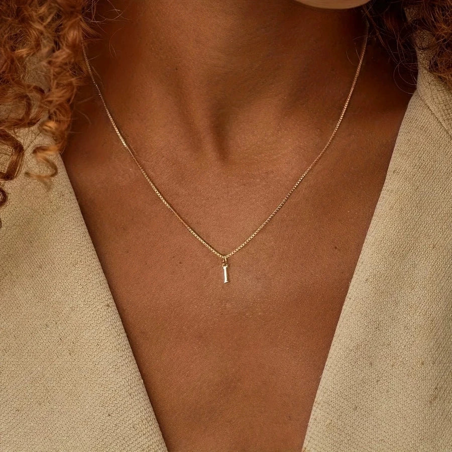 MECYLIFE Initial Letter Necklace — 18K Gold Plated Stainless Steel Jewelry