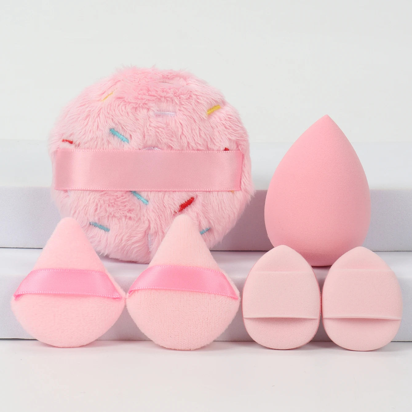 Embroidered Loose Powder Puffs — 6-Piece Set for Wet or Dry Application