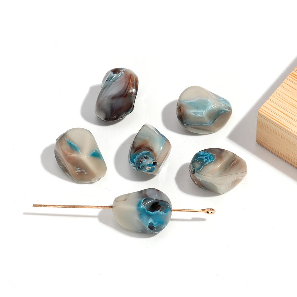 Colorful Acrylic Irregular Geometric Beads — 30pcs Loose Spacer Stones for DIY Jewelry
