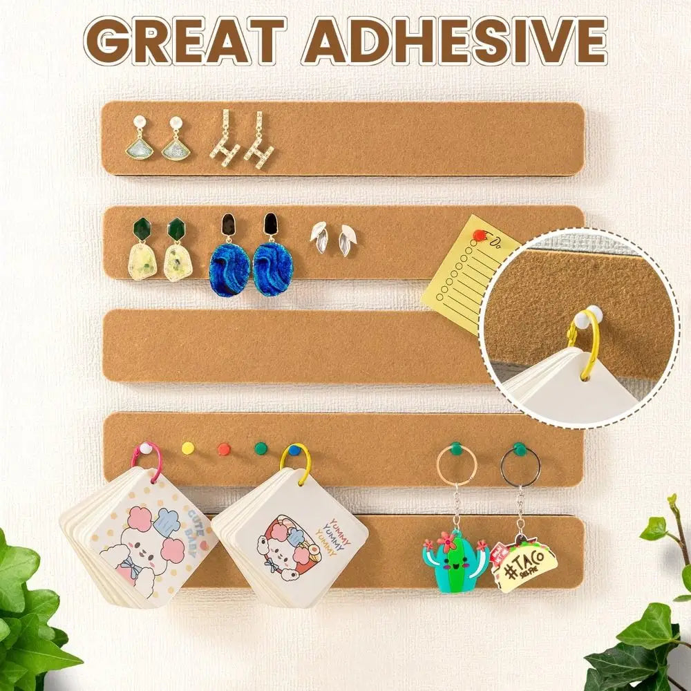 Self-Adhesive Cork Board Strips — Removable Wall Message Board for Photos