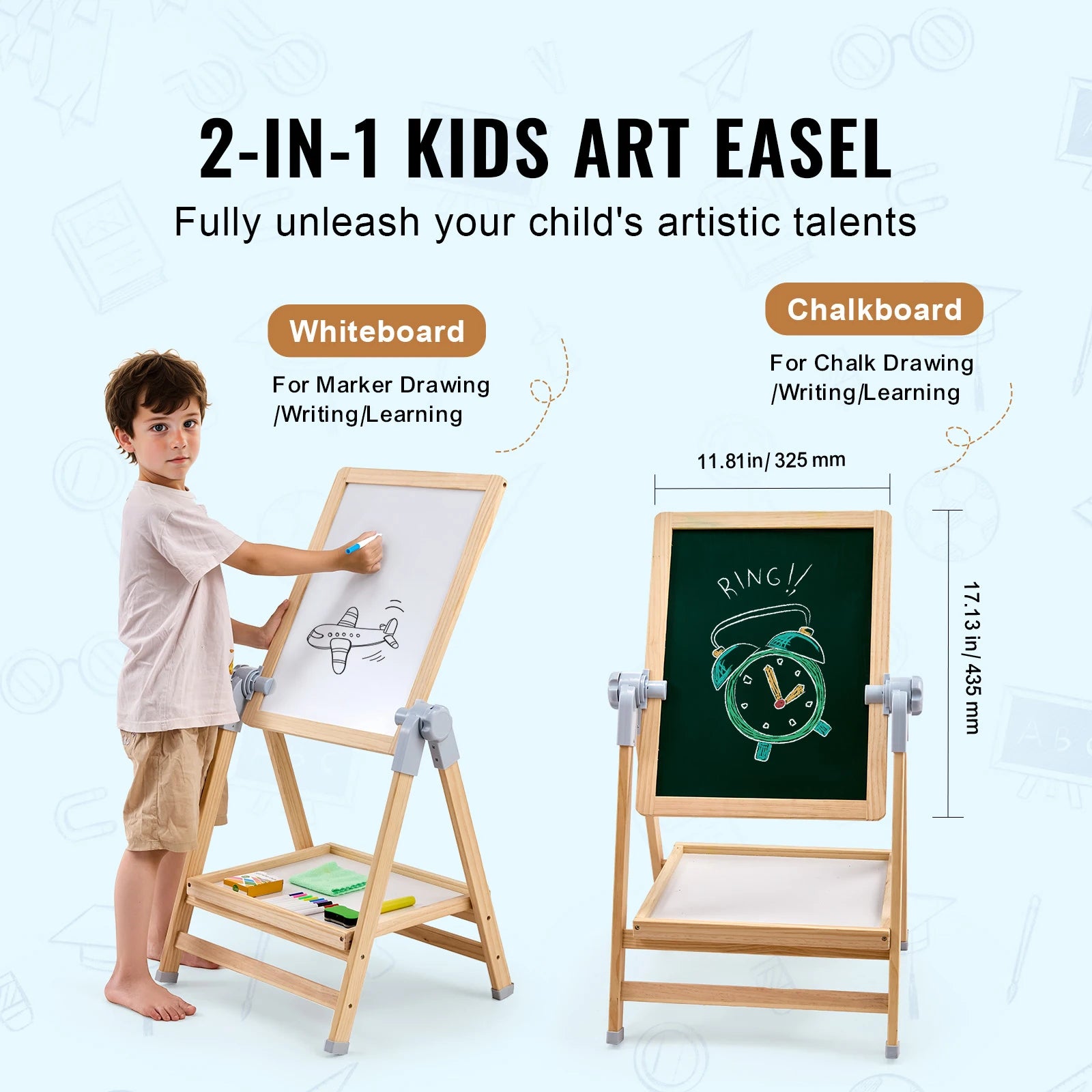 SucceBuy Standing Magnetic Drawing Board — 2-in-1 Art Easel & Study Desk