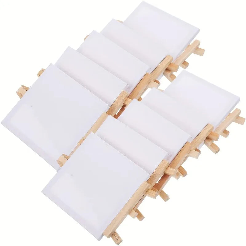Mini Canvas and Easel Set — Blank Stretched Canvases for Art and Decor