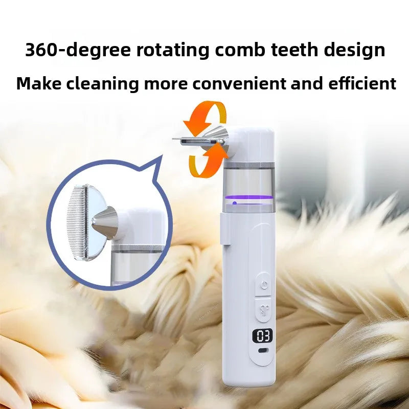 2-in-1 Electric Pet Flea Comb — Suction Grooming & Detangling Tool