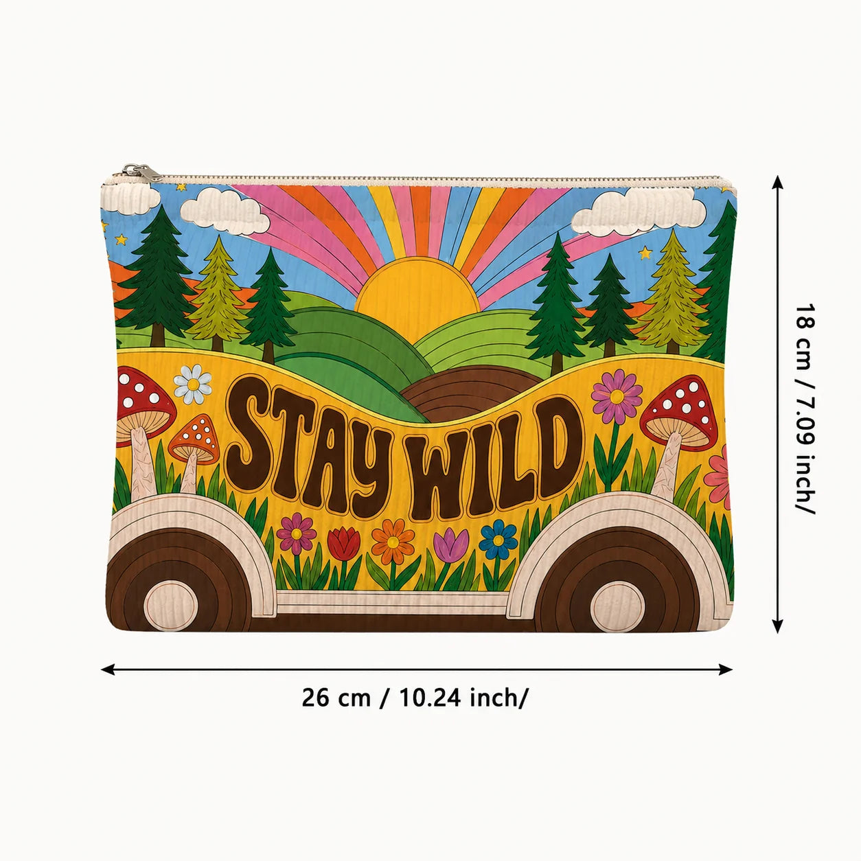 Retro Corduroy Cosmetic Bag — Portable Makeup & Toiletry Organizer
