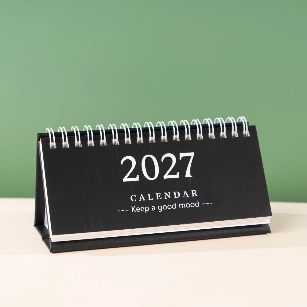 Mini Desktop Calendar — 18-Month Planner and Notepad, Compact Standing Design