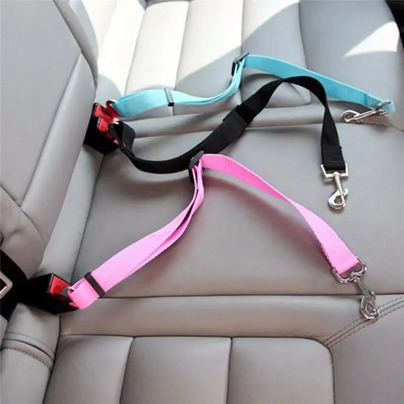 Dog Car Seat Belt Safety Harness — Adjustable Nylon Travel Leash