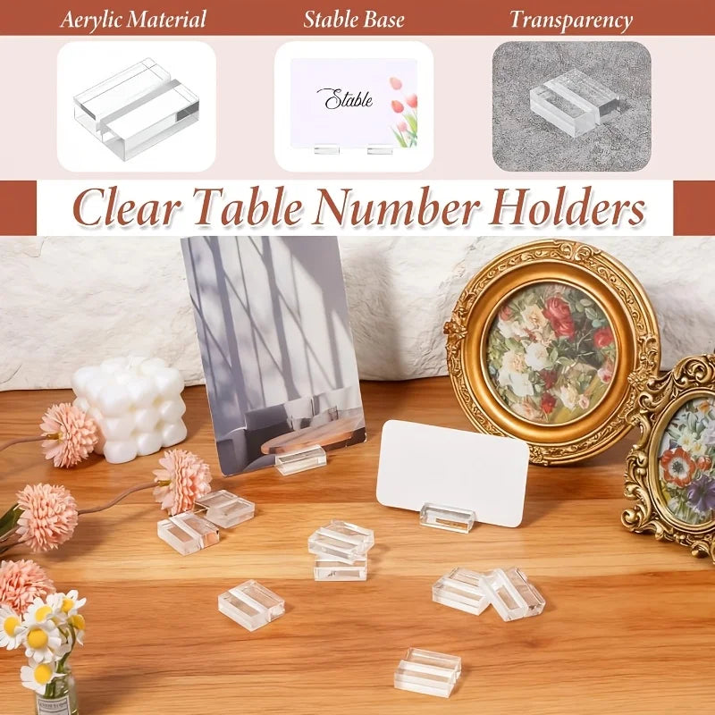 Clear Acrylic Sign Holder — Transparent Display Stand for Weddings & Events