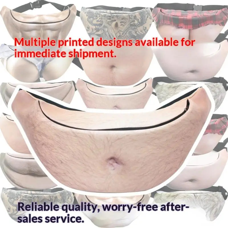 ZTBBAO Realistic Fake Belly Fanny Pack — Funny Prank Waist Bag for Parties