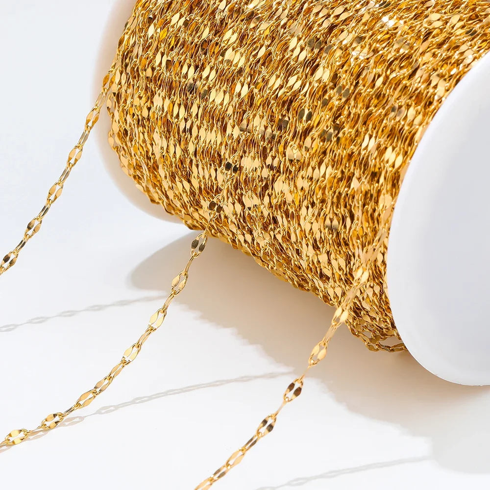 Luksteel Stainless Steel Cable Chain — 2 Meter Gold & Steel Jewelry Findings