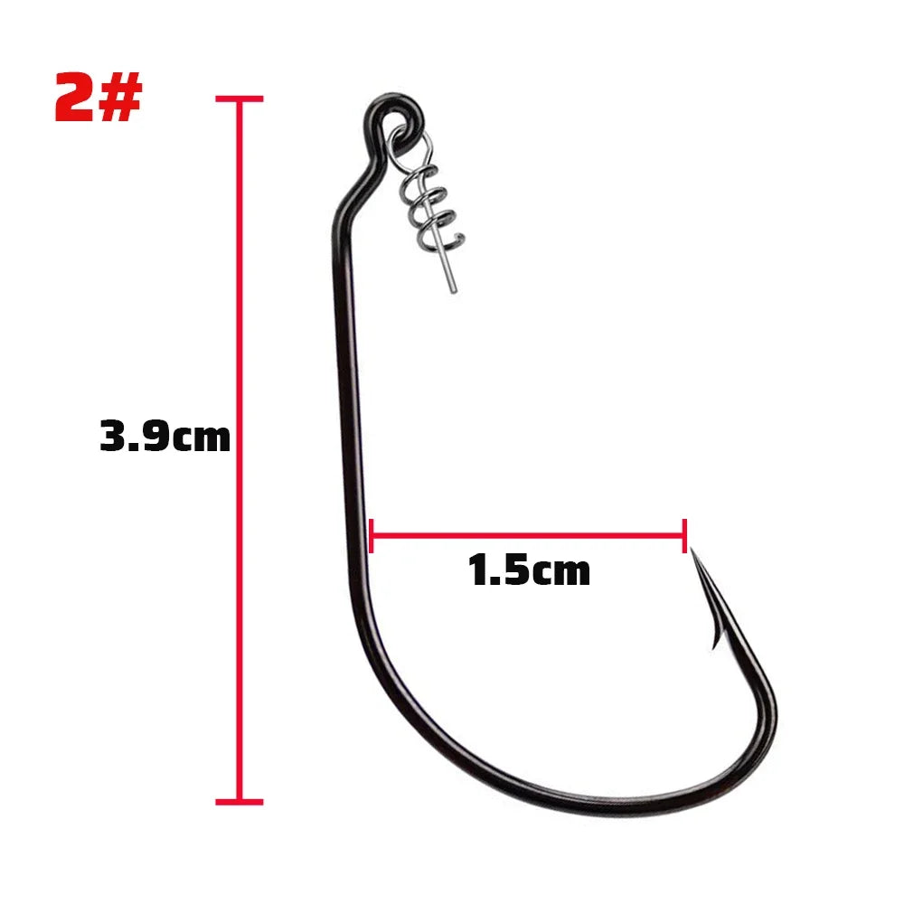 GOBAIT Screw Lock Offset Worm Hooks — Sharp Wide Gap Fishing Tackle