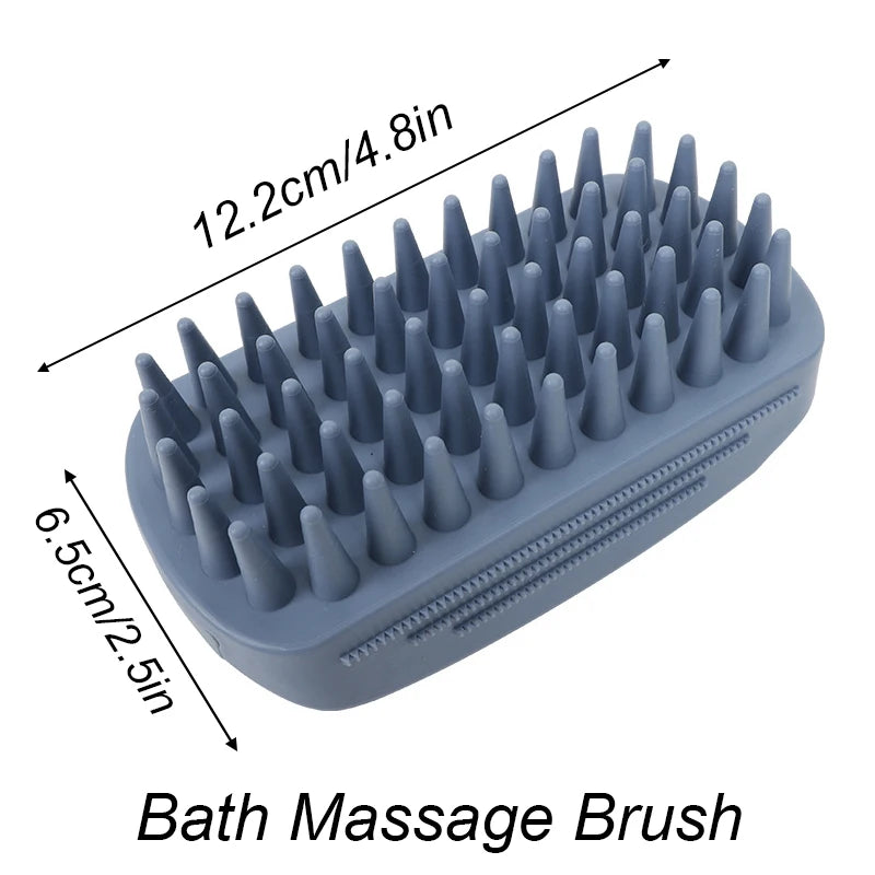 Silicone Pet Bath Brush — Ergonomic Grooming & Hair Removal Tool