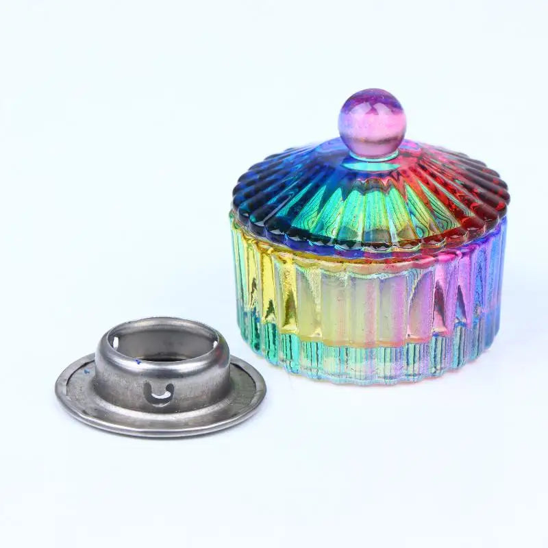 Crystal Glass Dappen Dish with Lid — Professional Nail Art Mixing Cup