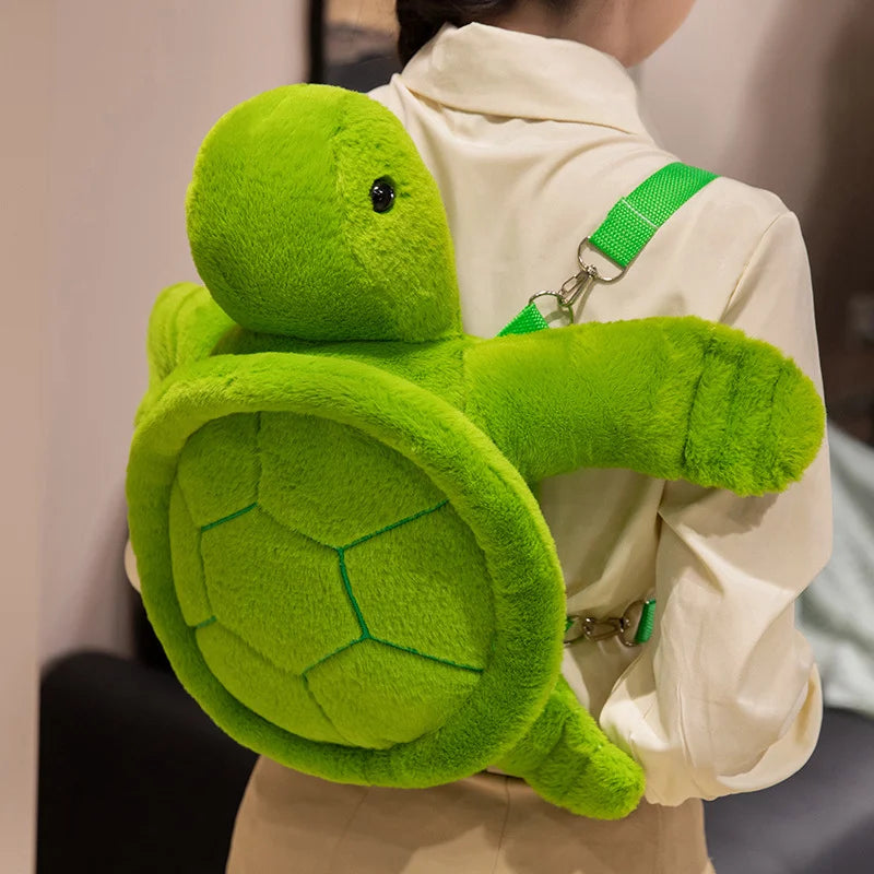 BABIQU Colorful Turtle Plush Backpack — Soft Sea Animal Stuffed Toy Bag