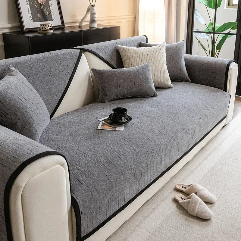 Chenille Sofa Cover Towel — Non-Slip Fabric Protector for Furniture