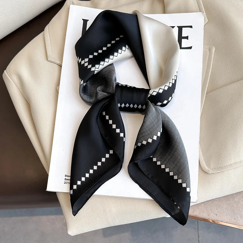 SENAIFEI Printed Silk Scarf — Luxury Square Shawl & Decorative Headband