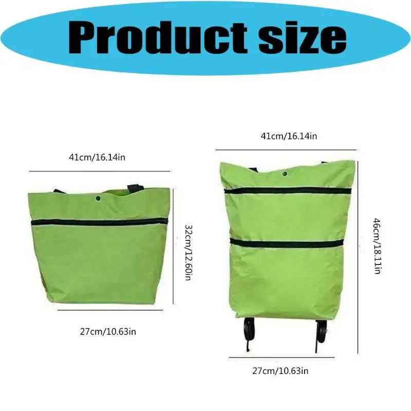 Foldable Wheeled Shopping Cart — Reusable Market Bag with Rolling Support