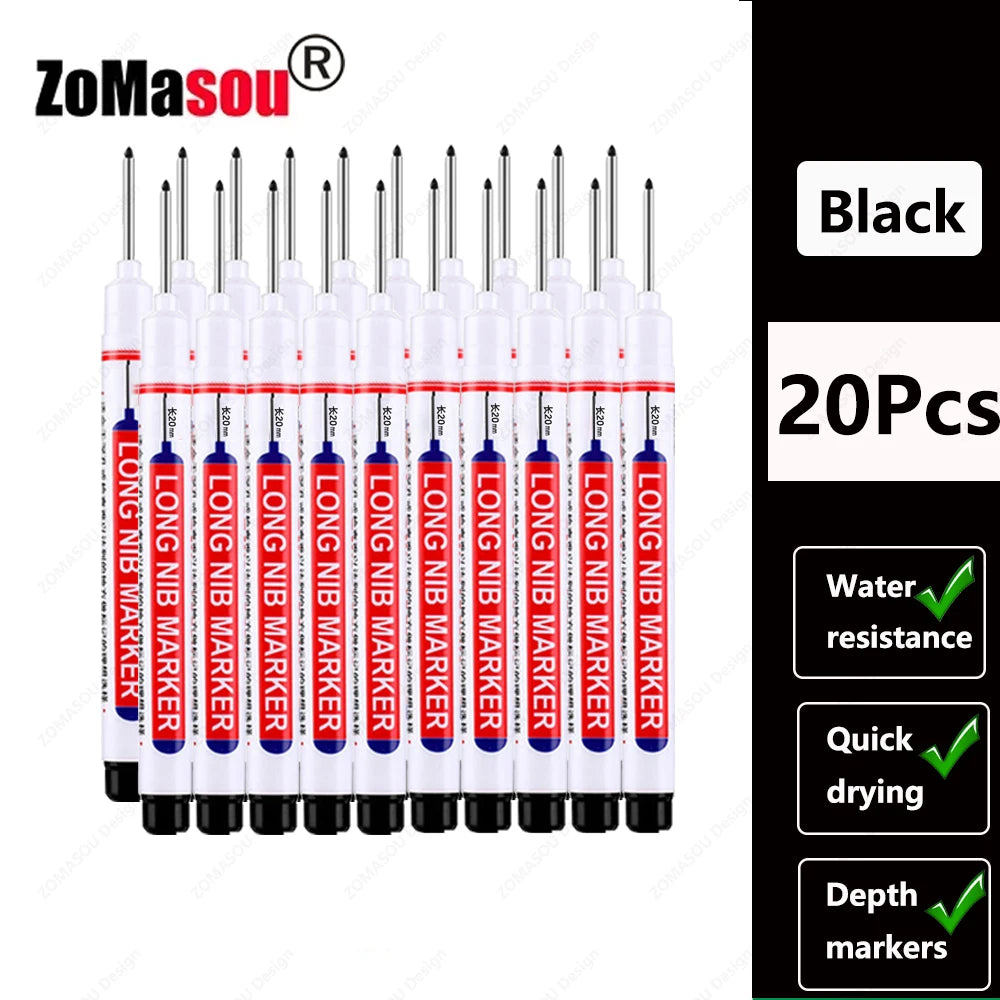 Deep Hole Marker Pen — Waterproof Long Head Woodworking Tool