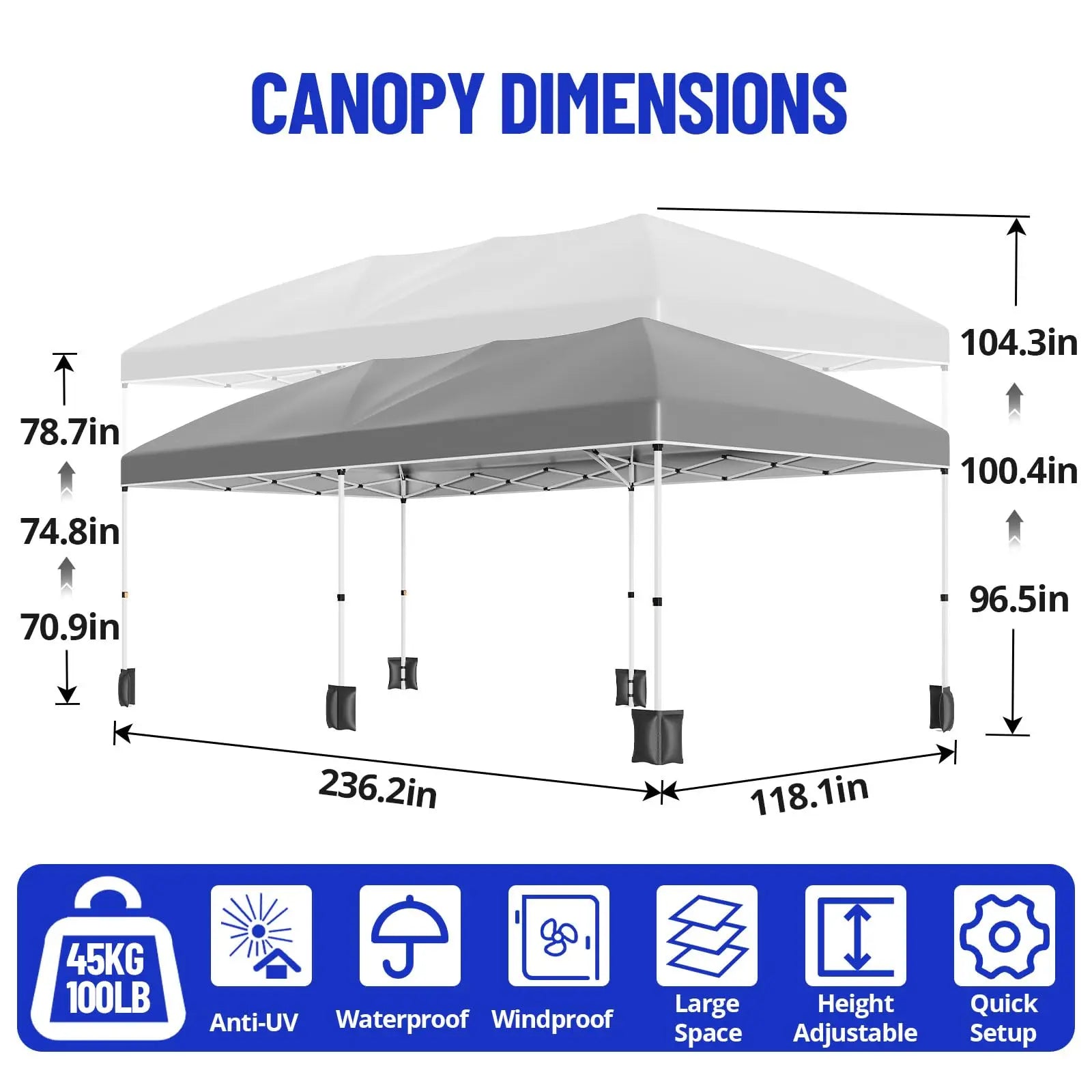 HiMISS Heavy Duty Pop Up Canopy — Waterproof Party Tent with 6 Sidewalls