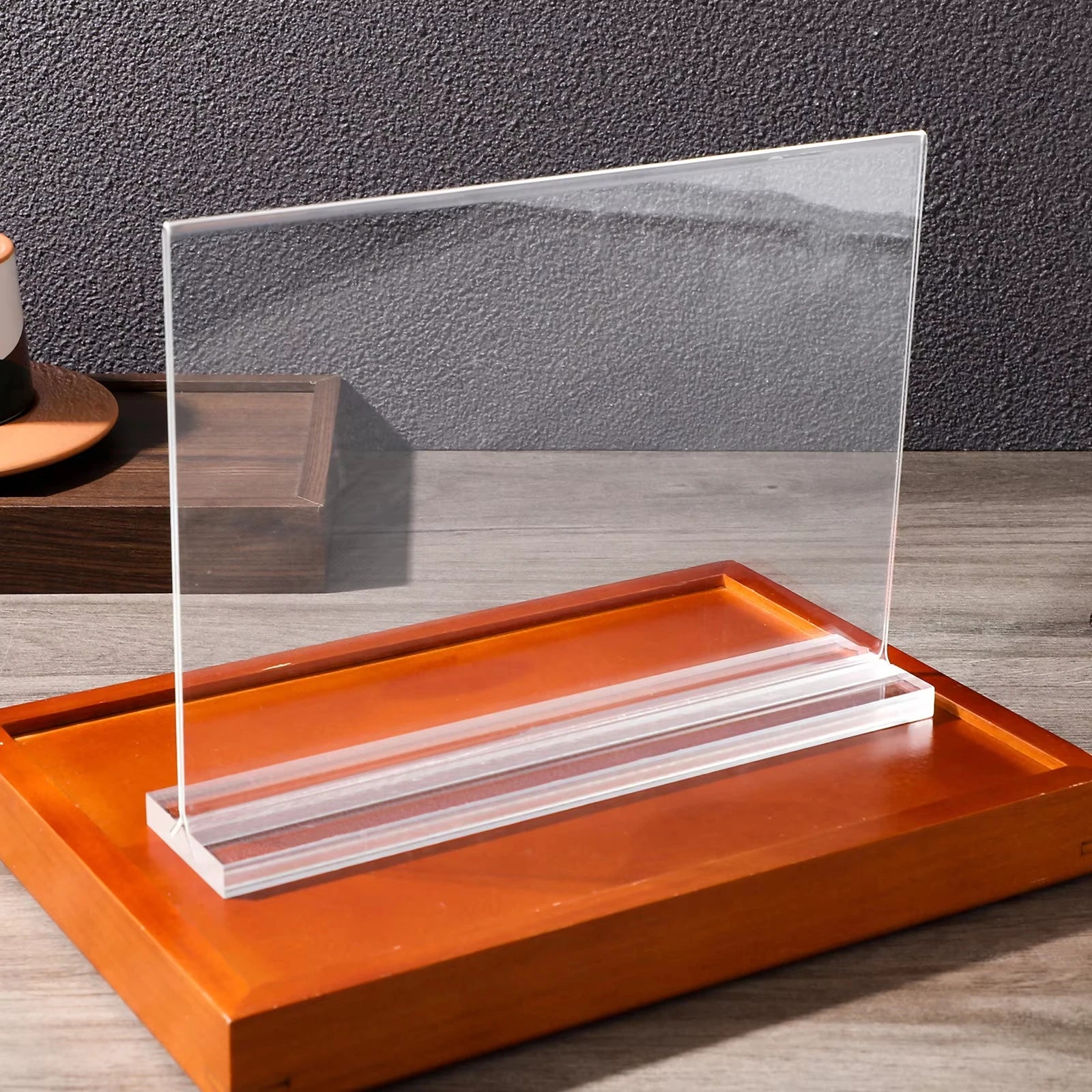 Double-Sided Acrylic Sign Holder — Clear Tabletop Menu Display Stand