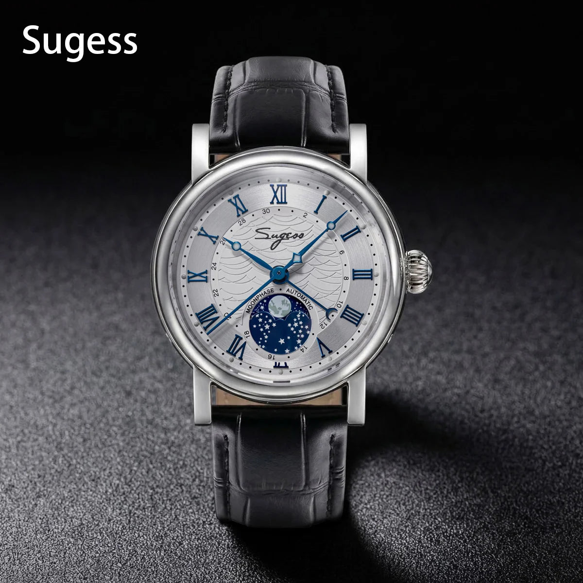 SUGESS Automatic Mechanical Moonphase Watch — Elegant Business Timepiece