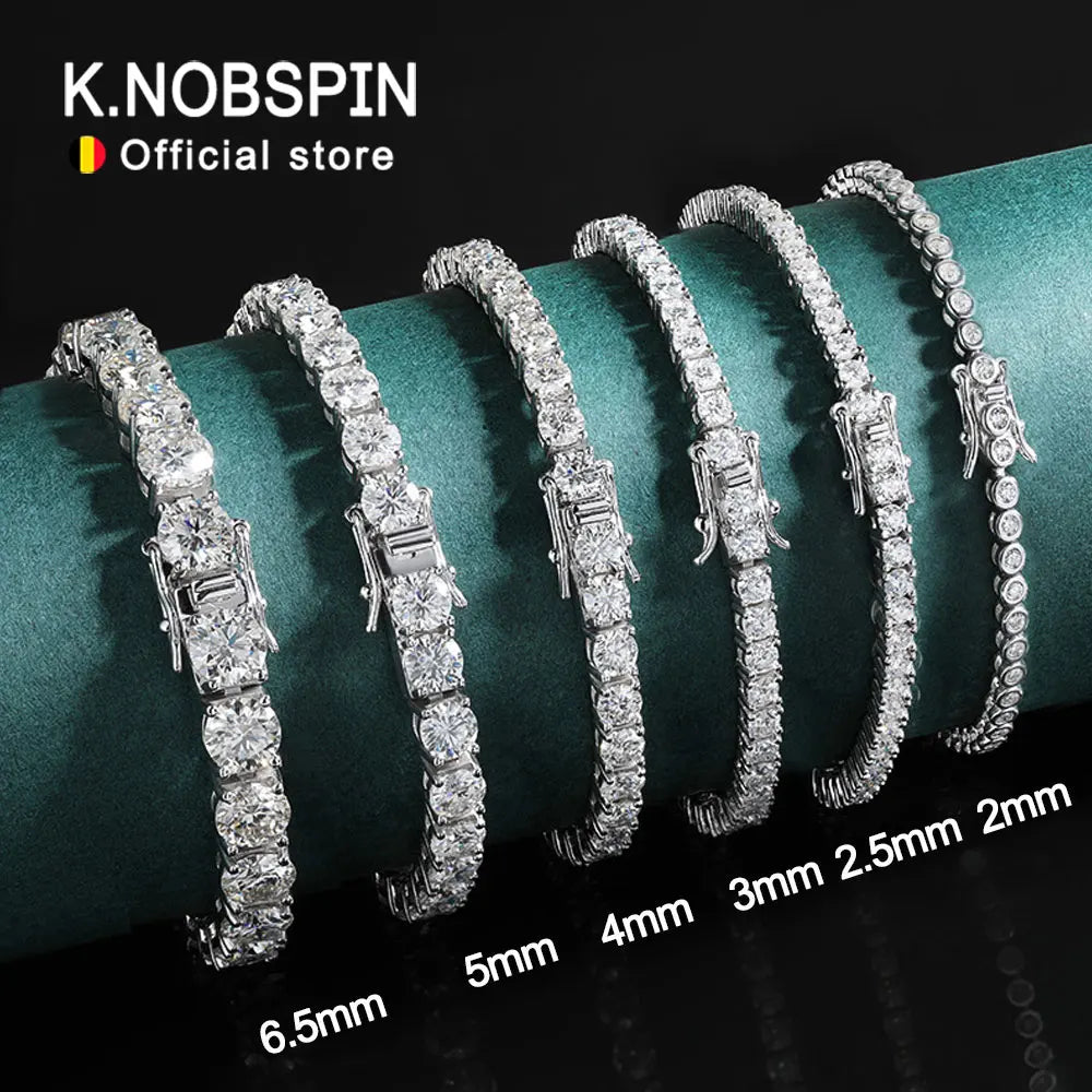 knobspin Moissanite Tennis Bracelet — 925 Sterling Silver Fine Jewelry