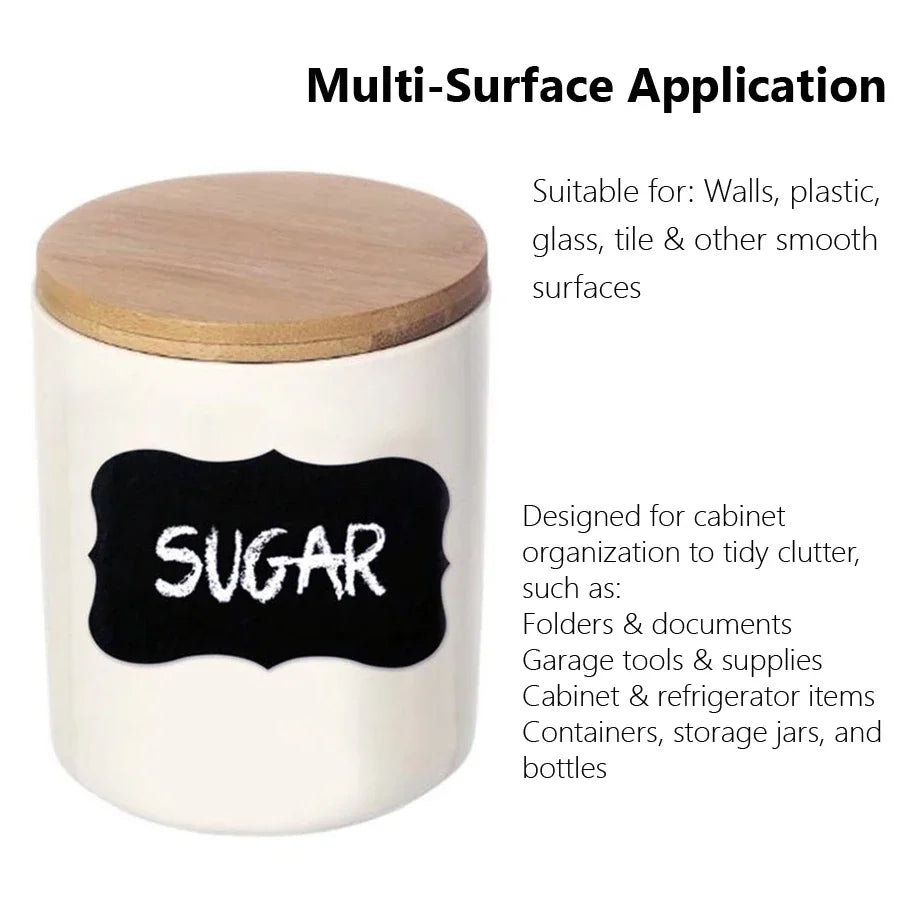 Waterproof Blackboard Stickers — Reusable Pantry & Spice Jar Labels