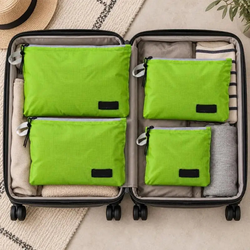 Flexible Travel Packing Bags — 4-Piece Waterproof Nylon Organizer Set