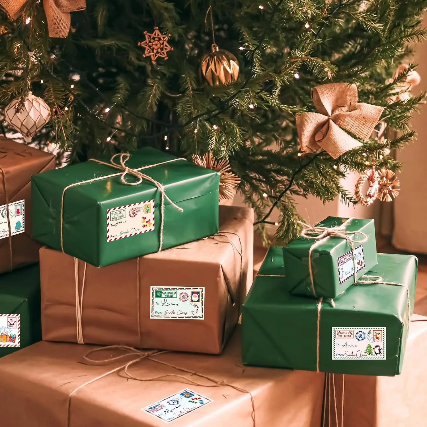 TYFYO Christmas Gift Tag Stickers — Self-Adhesive Santa Name Labels