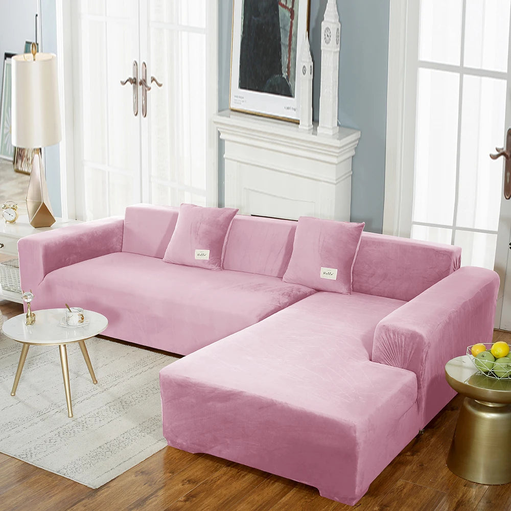 airldianer Velvet Sofa Cover — Luxury Elastic Slipcover for L-Shaped & Sectional Sofas