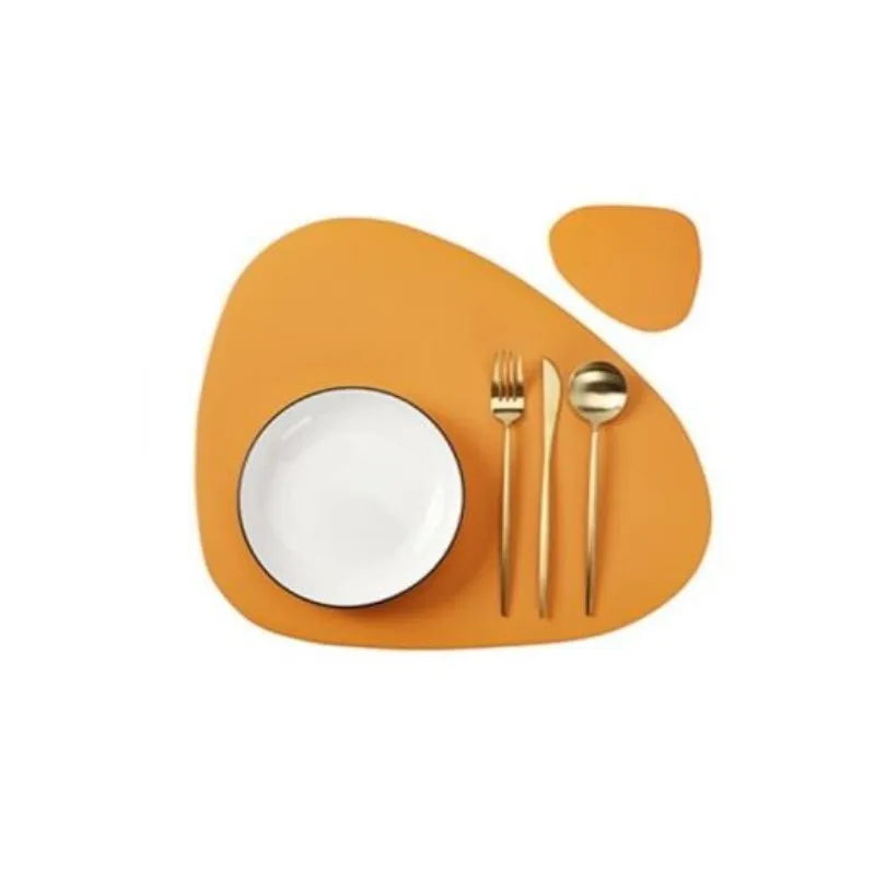 PU Leather Placemat and Coaster Set — Waterproof & Oil-Proof Table Mats