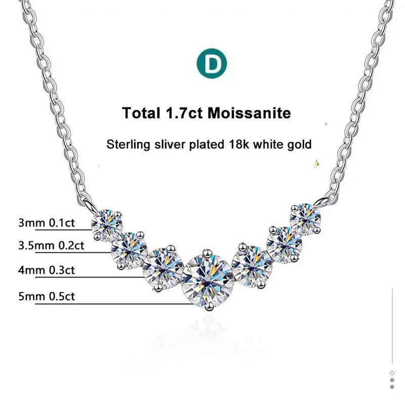 DOTEFFIL Moissanite Oval Pendant Necklace — 18k White Gold Plated Sterling Silver