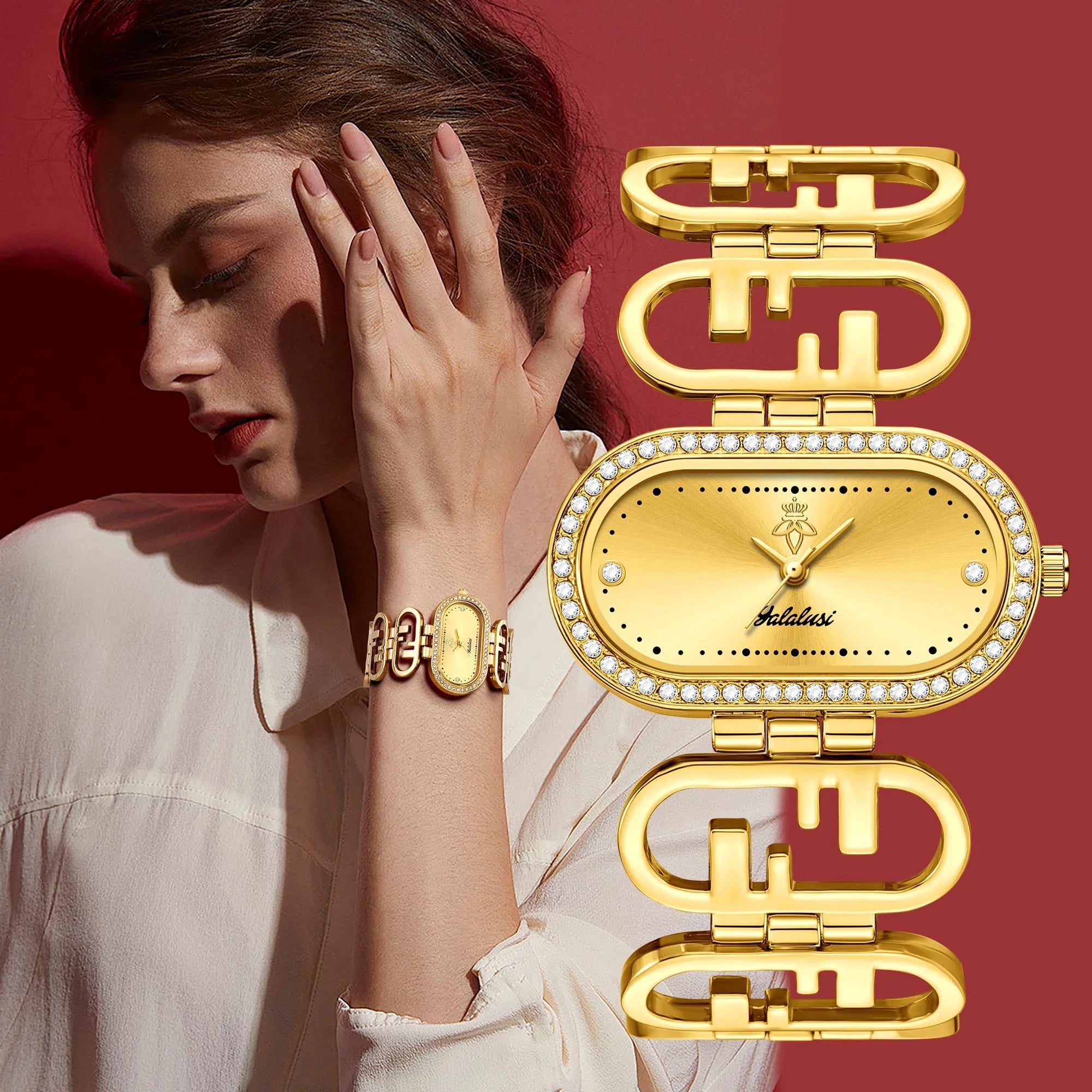 YaLaLuSi Women's Quartz Watch — Elegant Oval Bracelet Timepiece
