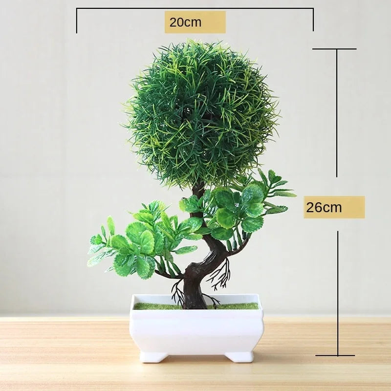 merylover Artificial Bonsai Tree — Potted Green Plant Decor for Home and Office