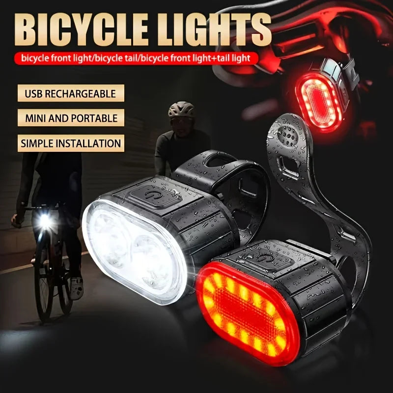 Heinast USB Rechargeable Bicycle Light Set — Waterproof LED Cycling Safety Lamps