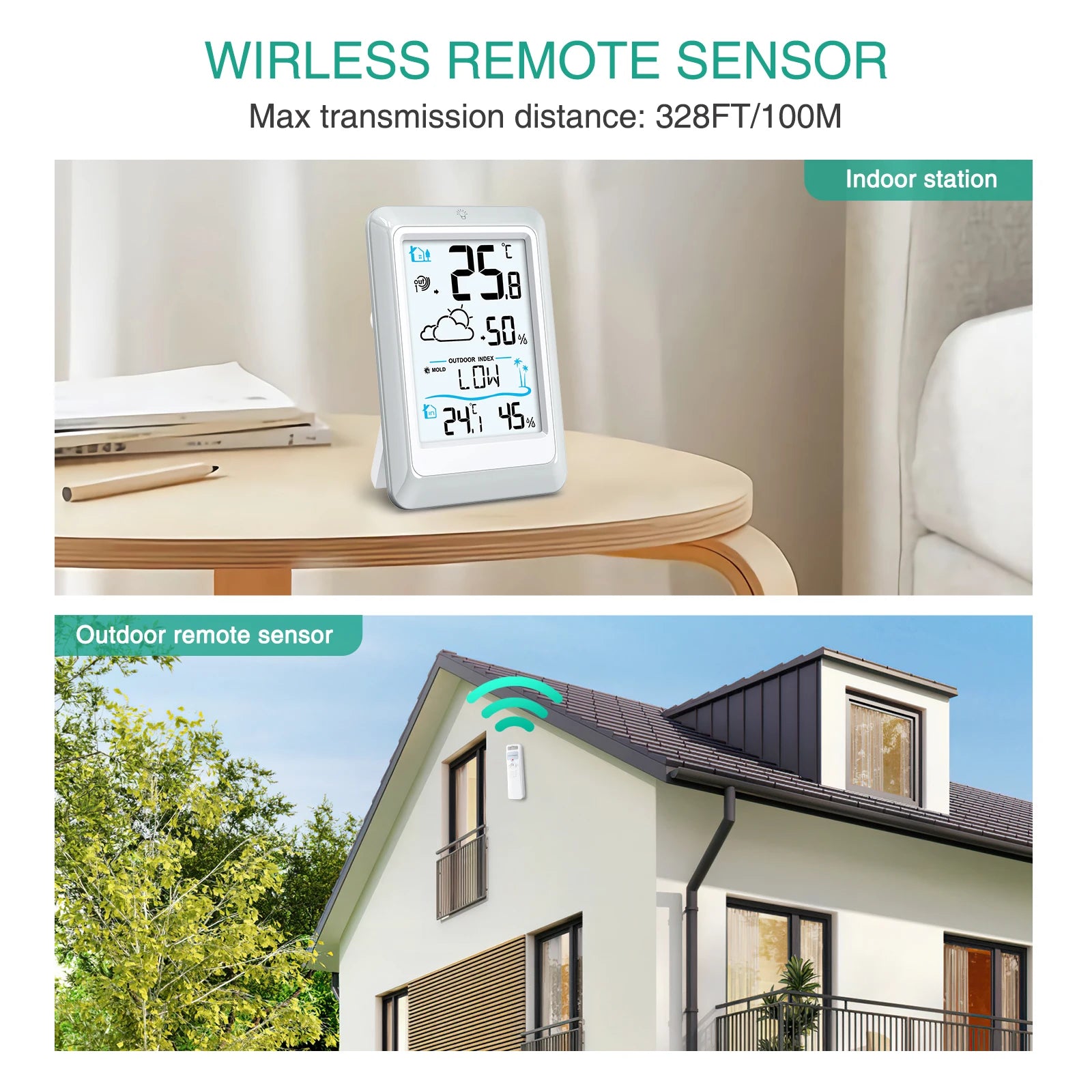 ORIA Wireless Weather Station — Indoor Outdoor Temperature & Humidity Monitor
