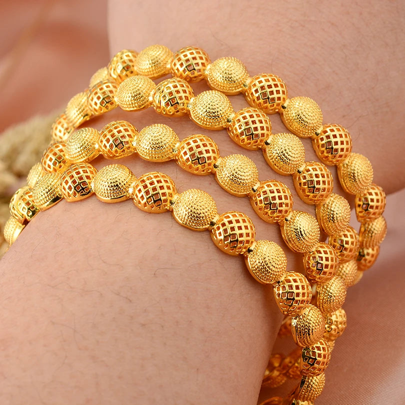 annayoyo Gold Color Bangle Set — Elegant Flower Design Jewelry for Women