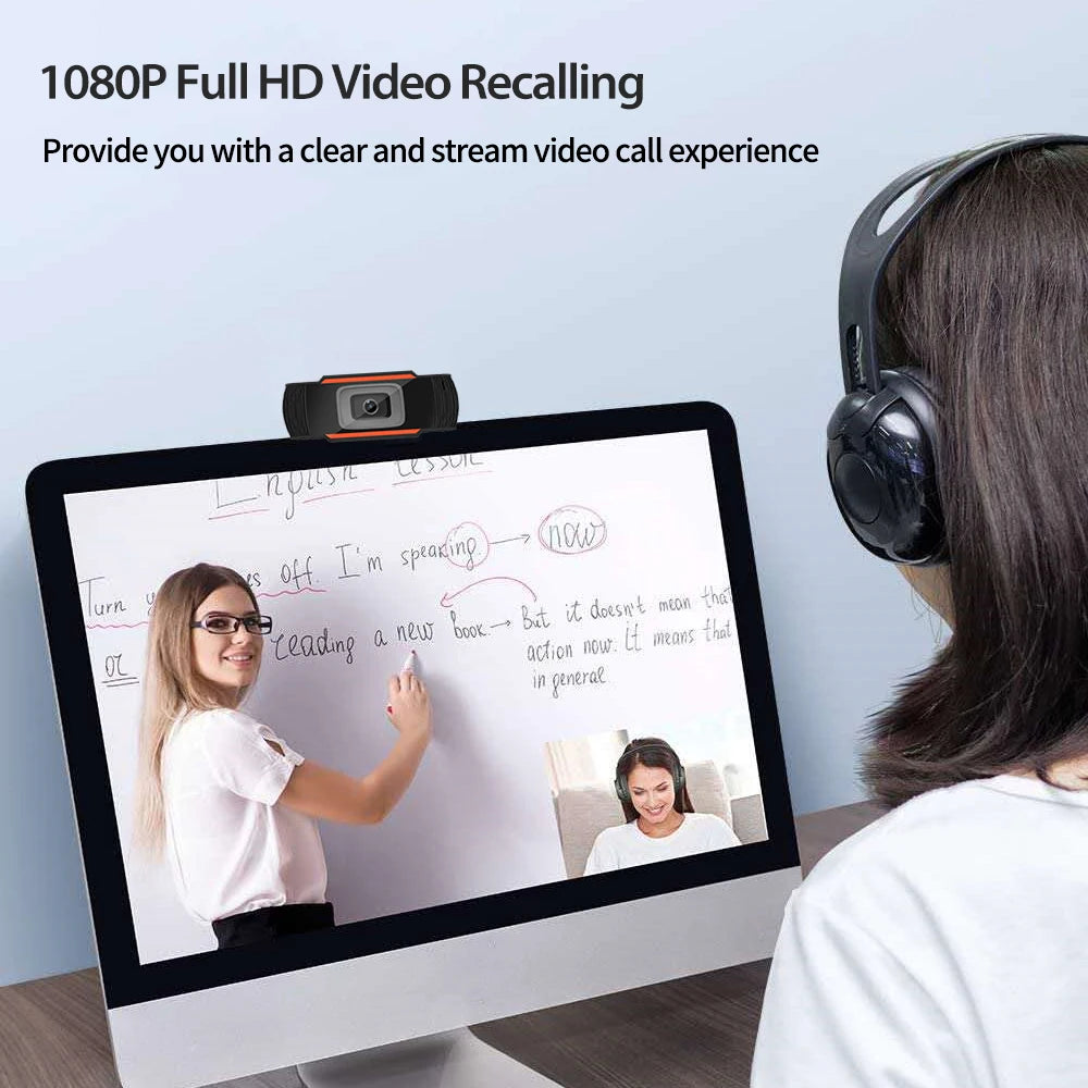 GJUELIRRA Full HD USB Webcam — High Definition Video Call Camera with Microphone