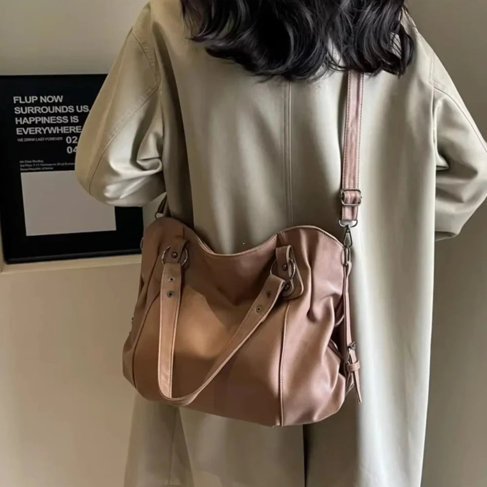 dawndesslo Large Capacity Hobo Handbag — Stylish Soft Leather Shoulder Tote