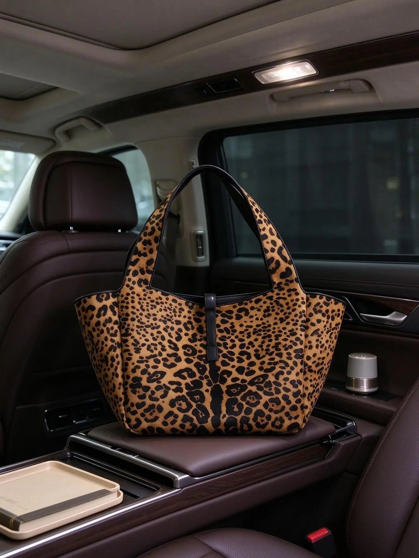 Leopard Print Faux Pony Hair Tote — Large Capacity Shoulder Bag