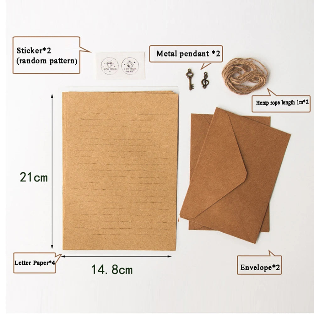Kraft Paper Stationery Set — European Style Invitation Envelopes & Letter Pads