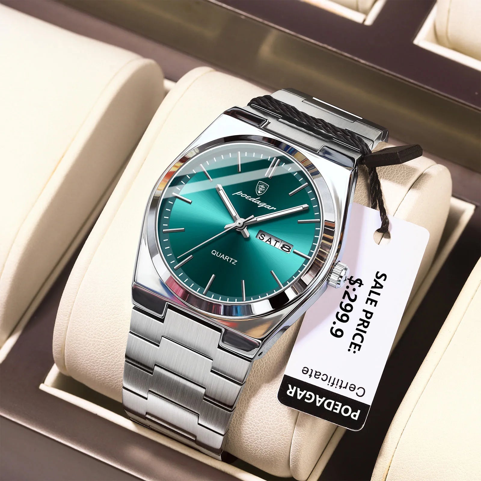 POEDAGAR Luxury Men's Quartz Watch — Stainless Steel Waterproof Wristwatch
