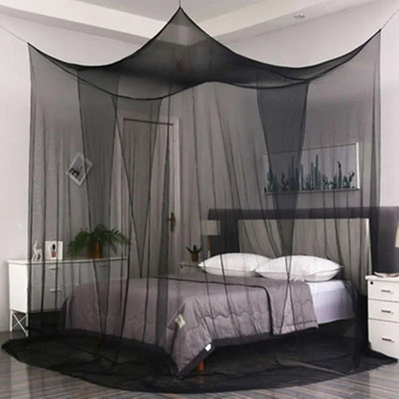 Elegant Four-Door Canopy Mosquito Net — Protective Bedding for Home or Outdoor Use